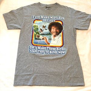 NWOT Bob Ross Gray Mistakes in Life Graphic T-Shirt